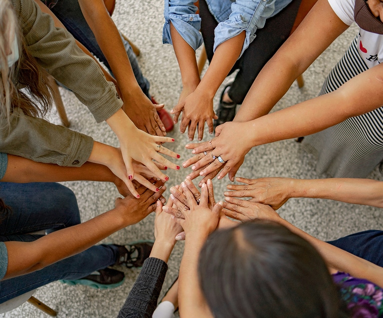 Group of diverse hands
